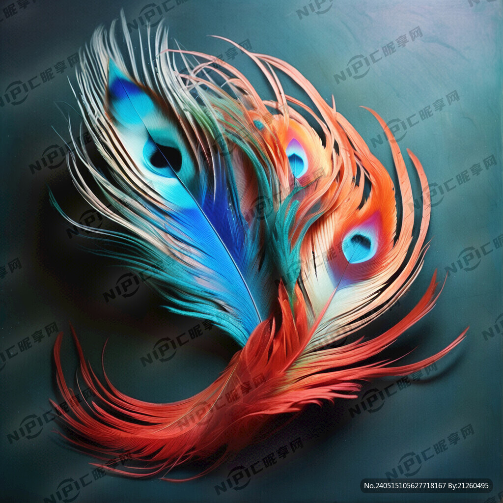 波浪形的孔雀羽毛 从右到左