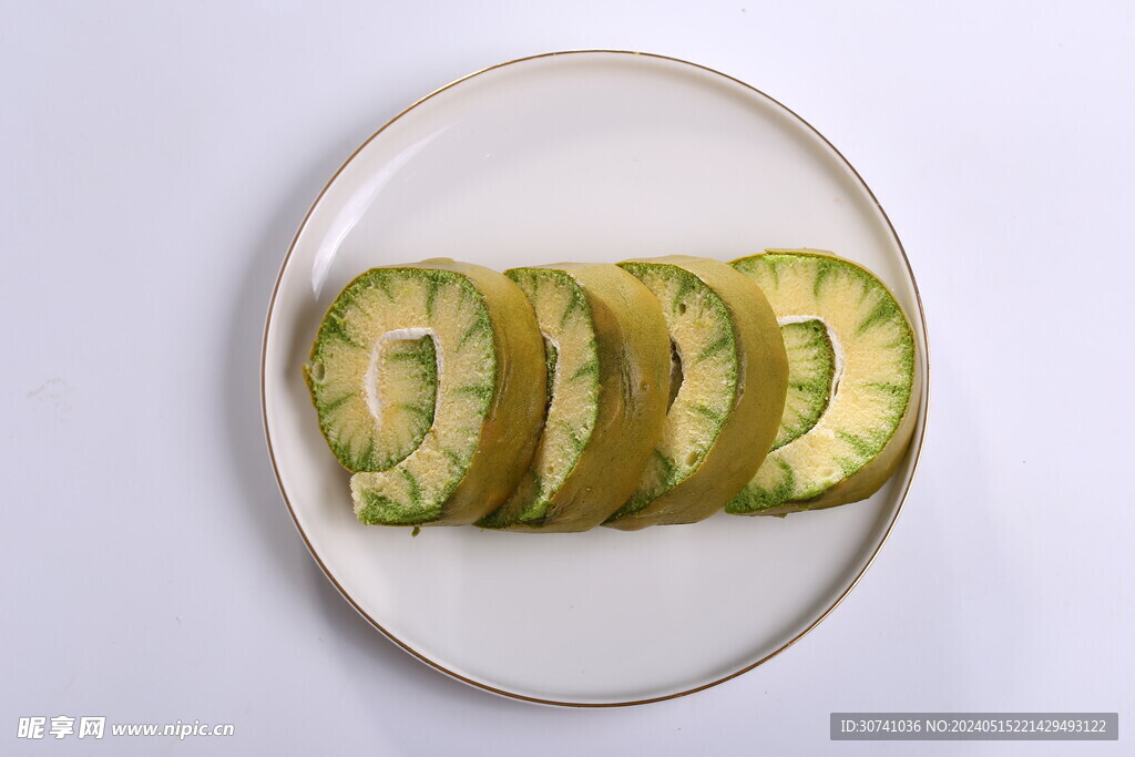 抹茶蛋糕卷俯拍