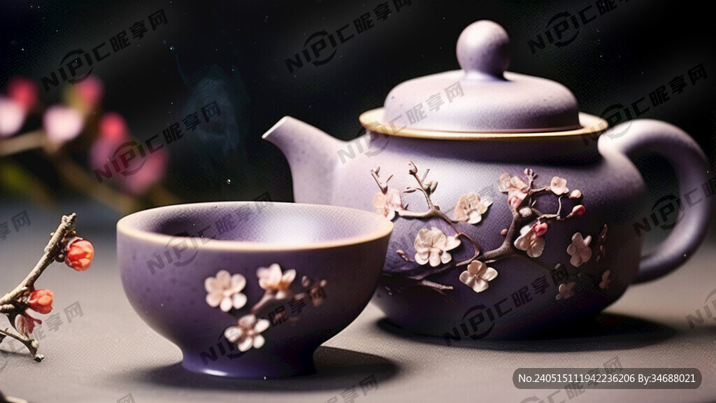 紫沙茶壶 一对 水杯 茶道