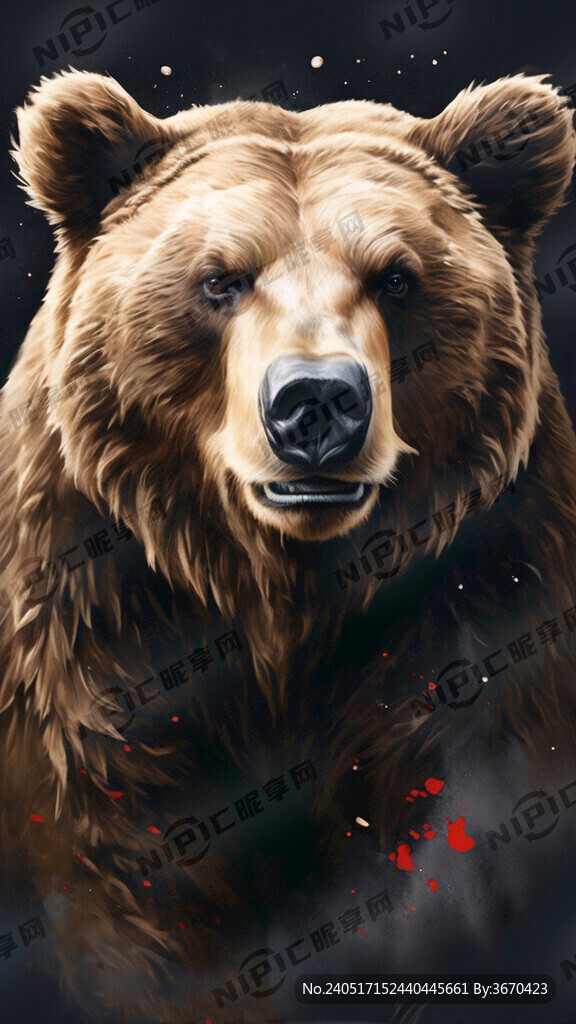 手绘棕熊灰熊 看起来很霸气