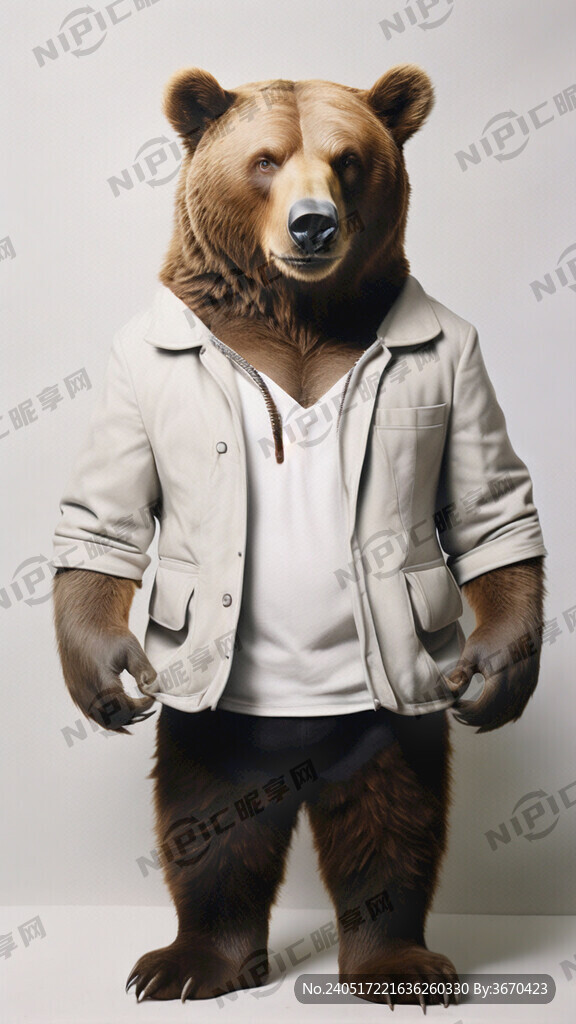 手绘站立起来的棕熊 要全身照片