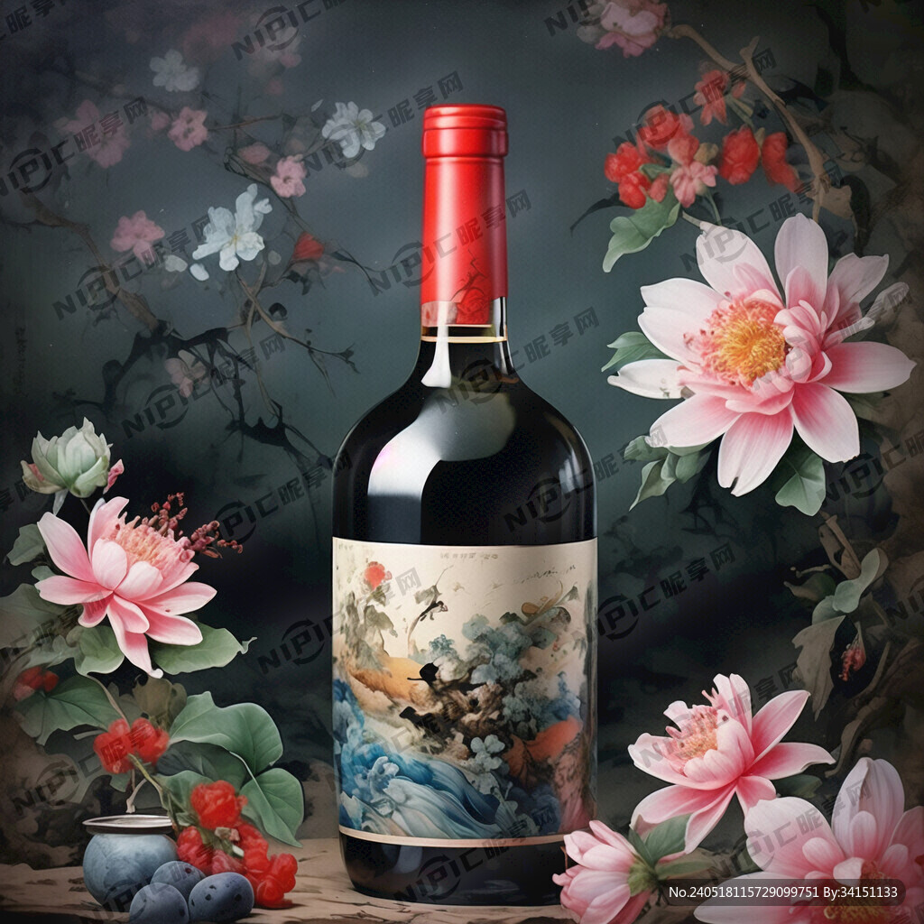 花间一壶酒 中国风果酒 图标