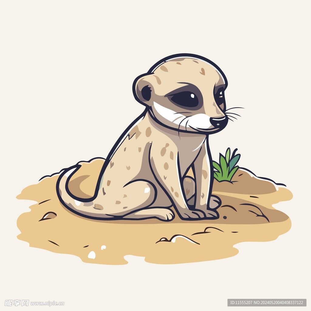 可爱黄鼬黄鼠狼卡通画儿童插画