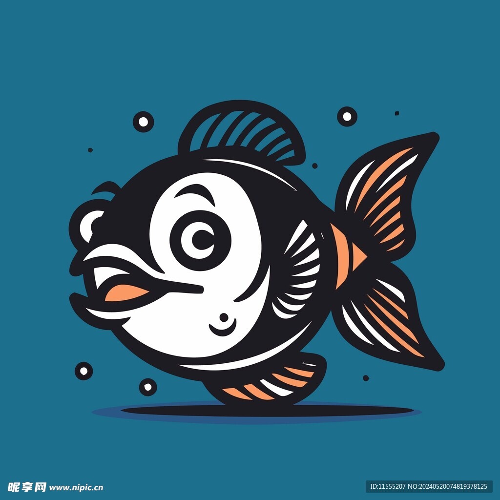 有趣金鱼卡通儿童插画