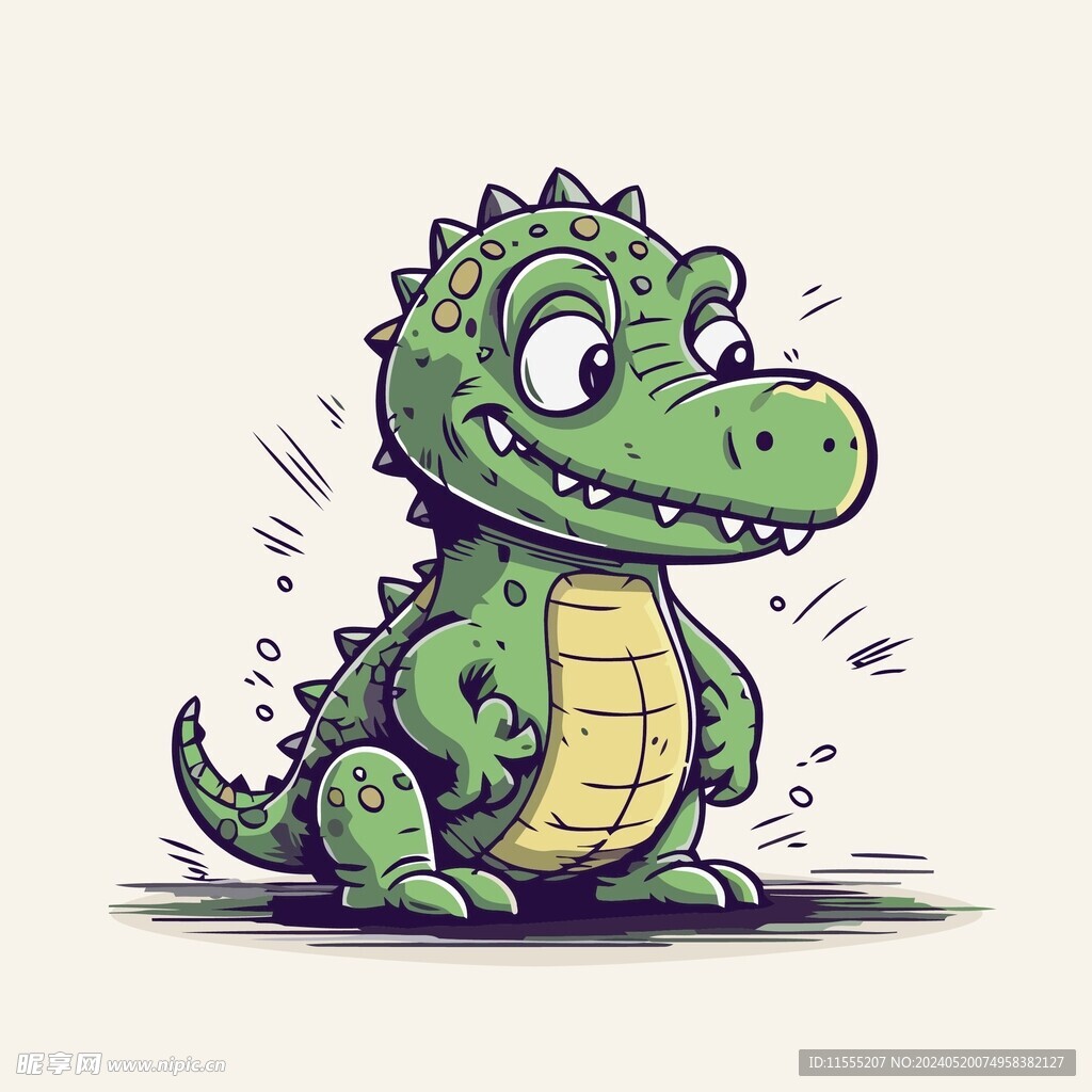 有趣鳄鱼卡通儿童插画