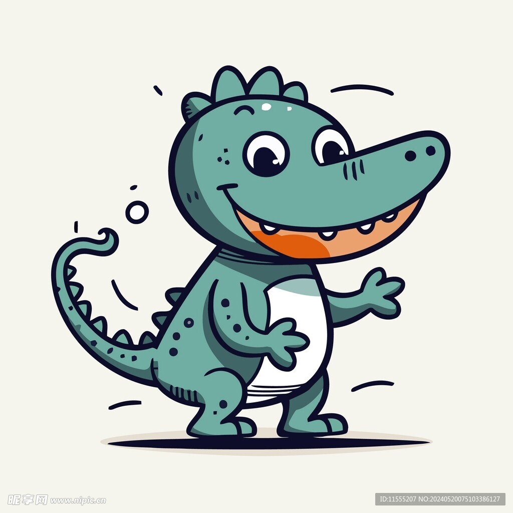 有趣鳄鱼卡通儿童插画