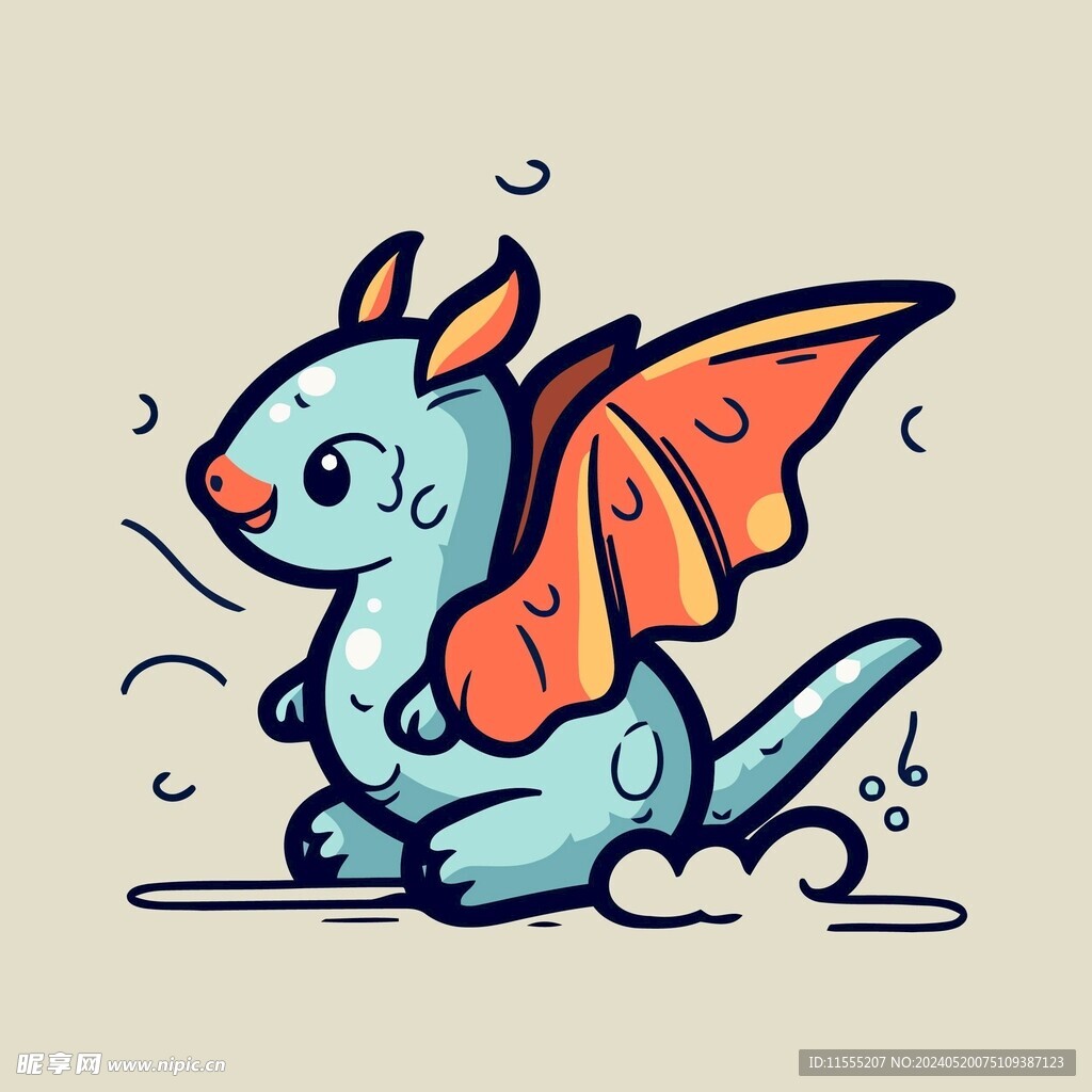 有趣飞龙卡通儿童插画