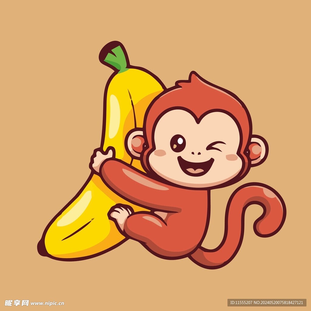 可爱小猴矢量卡通插画