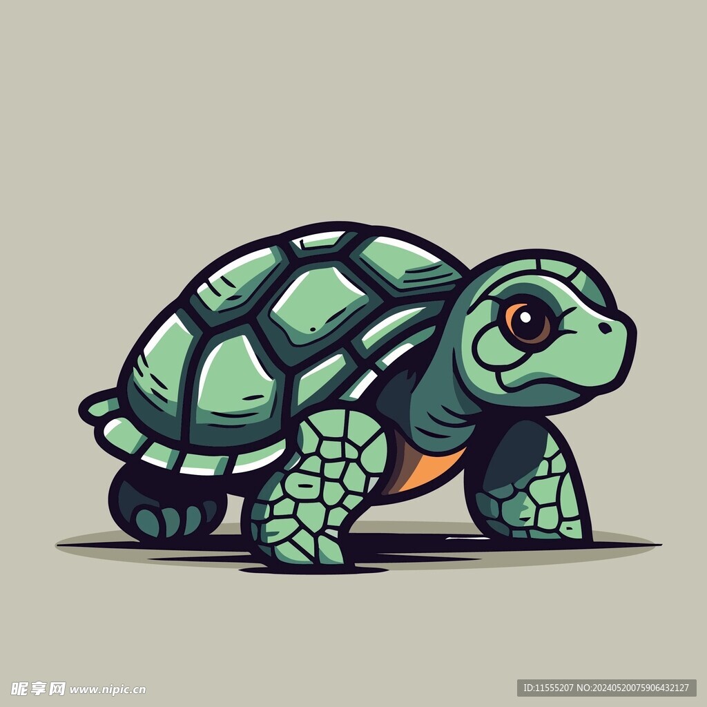 可爱海龟矢量卡通插画