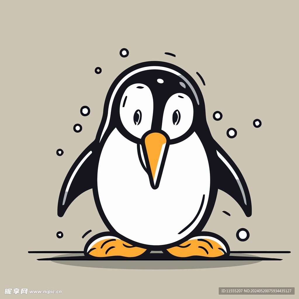 可爱企鹅矢量卡通画儿童插画