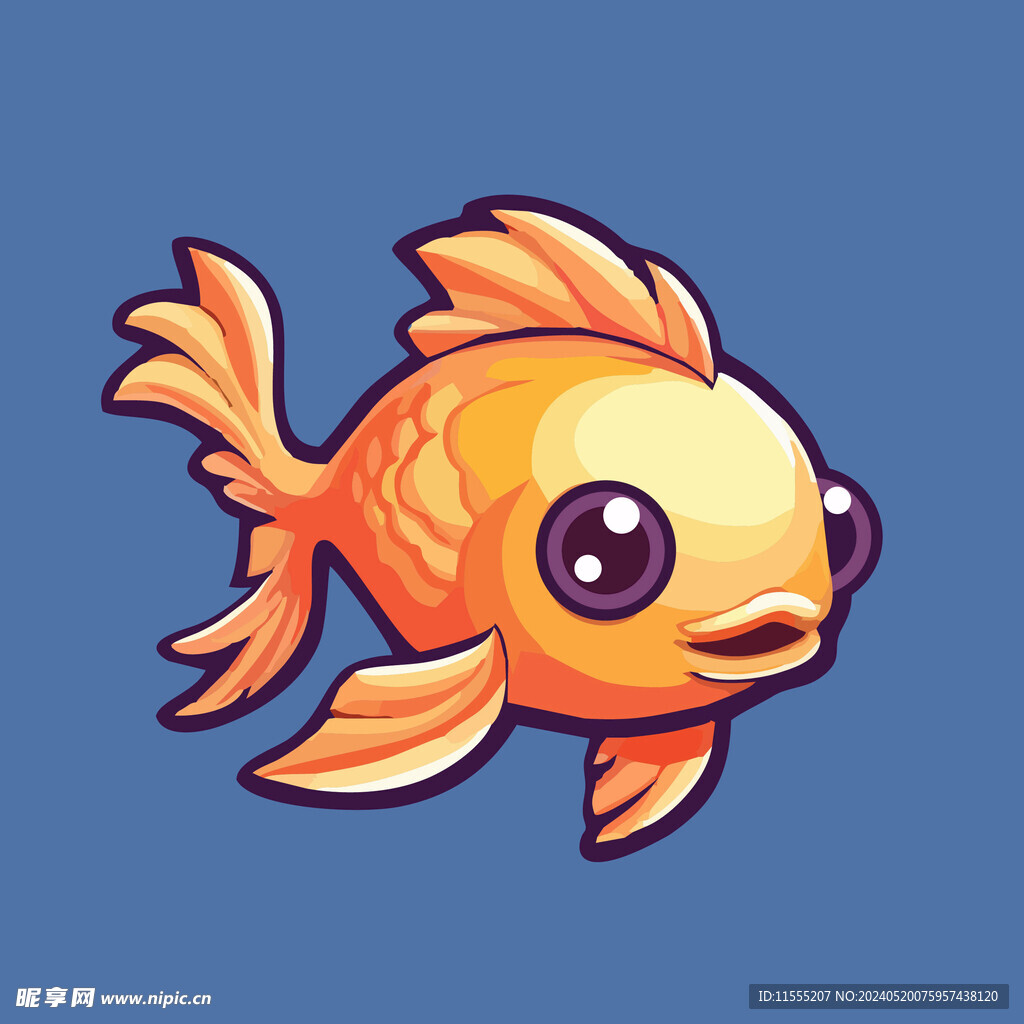 可爱小鱼矢量卡通画儿童插