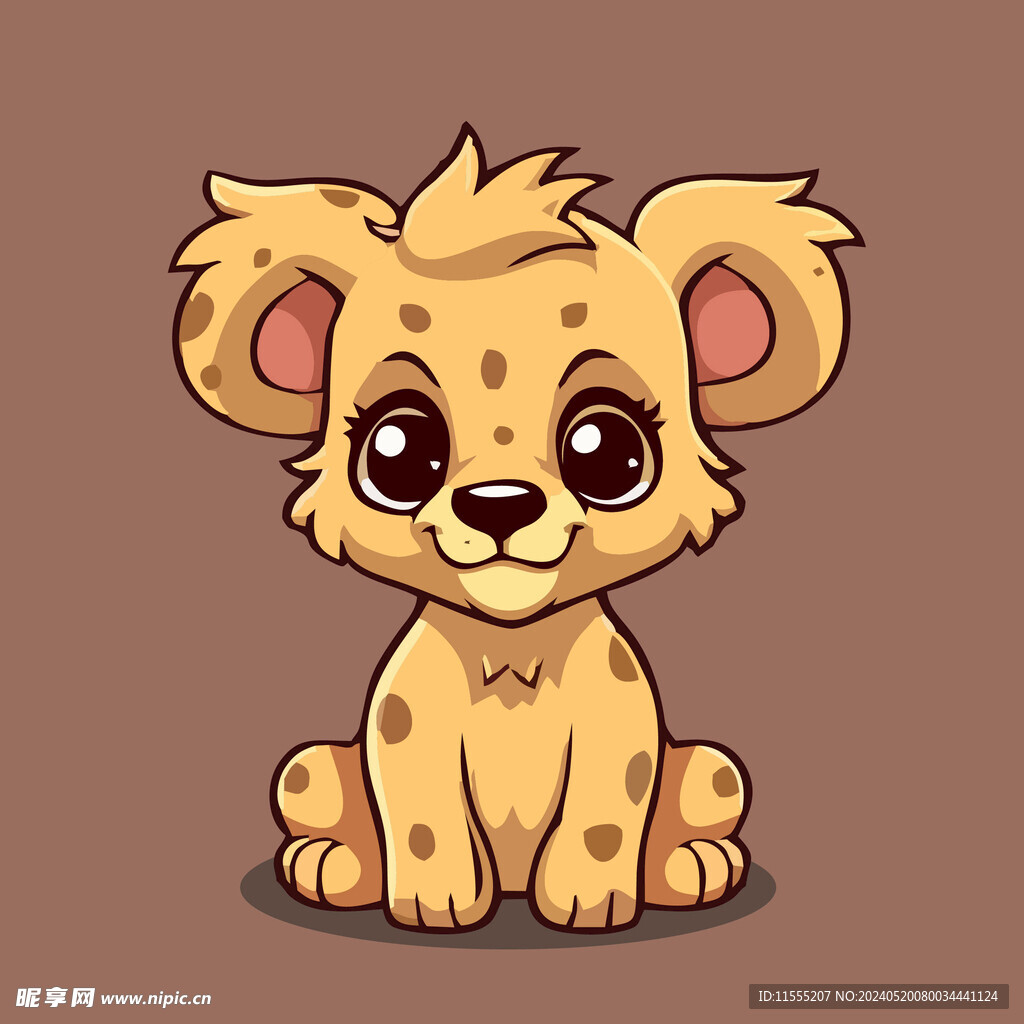 可爱小狮子矢量卡通画儿童插画