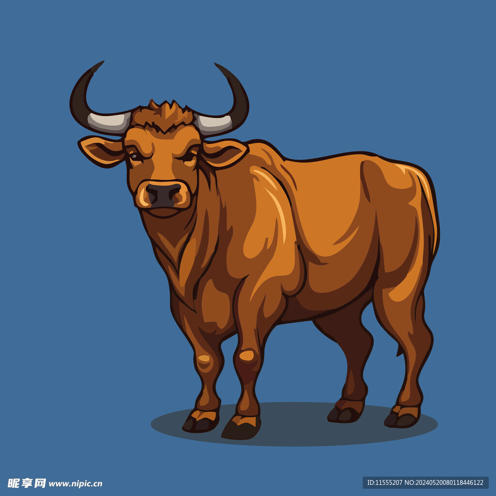 可爱小牛矢量卡通画儿童插画