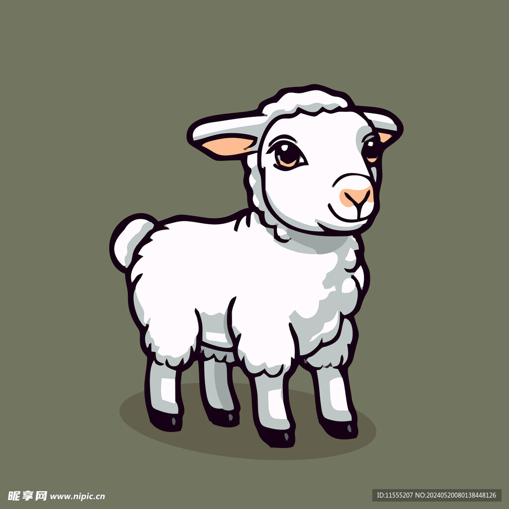 可爱小羊矢量卡通画儿童插画