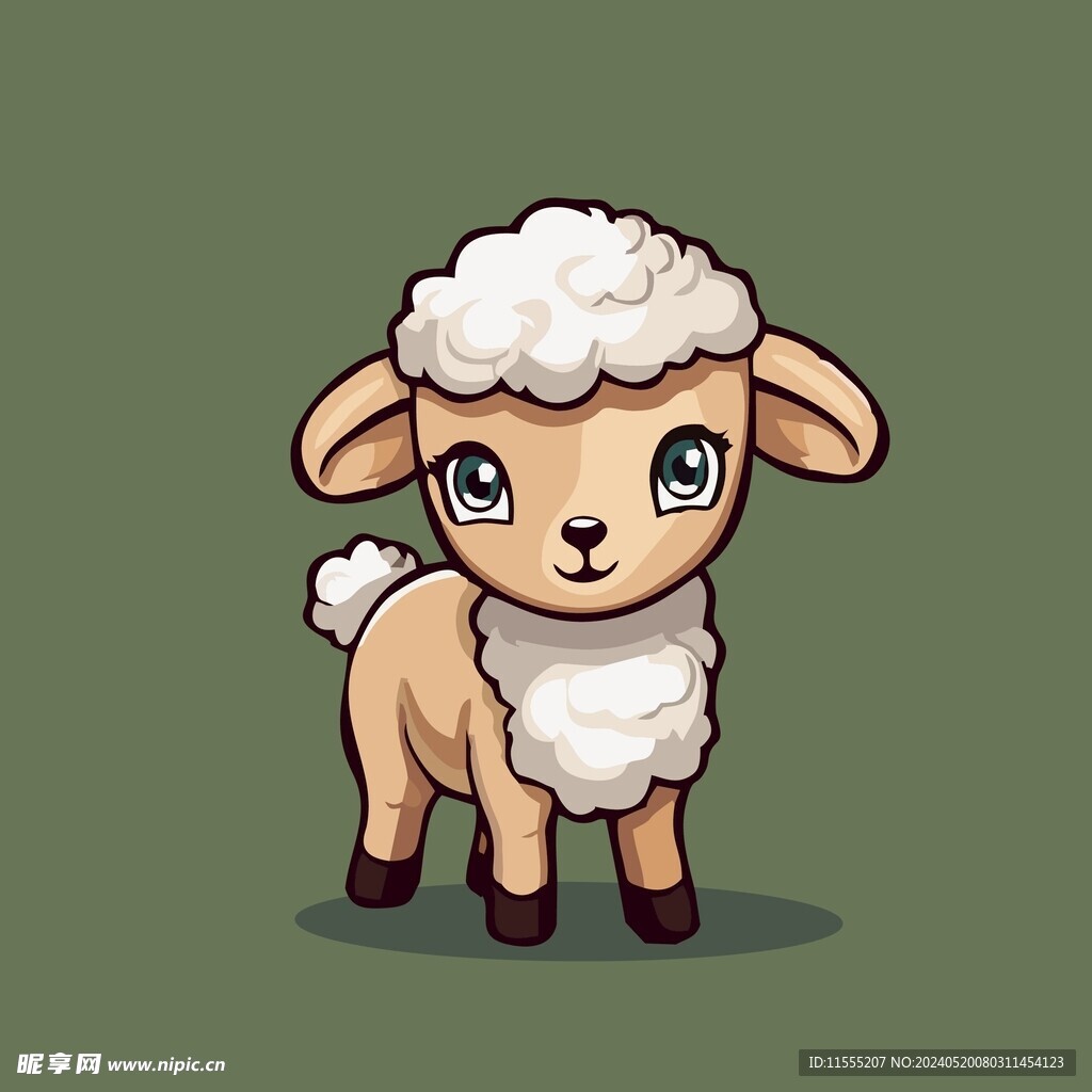 可爱小羊矢量卡通画儿童插画