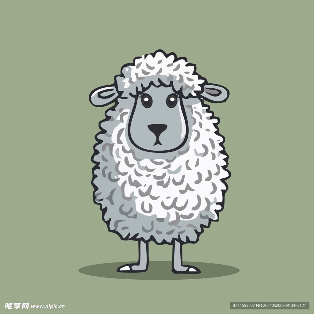 可爱小羊矢量卡通画儿童插画