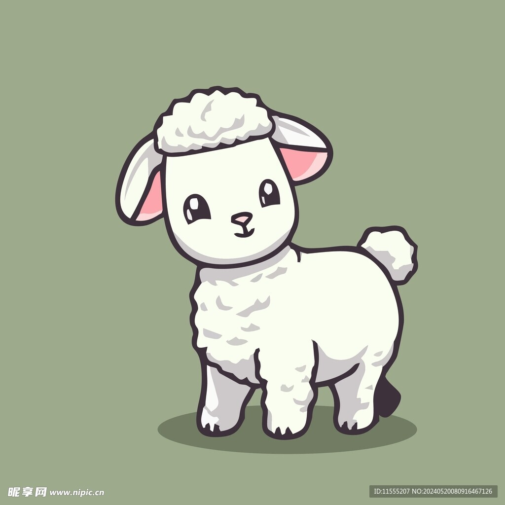 可爱小羊矢量卡通画儿童插画