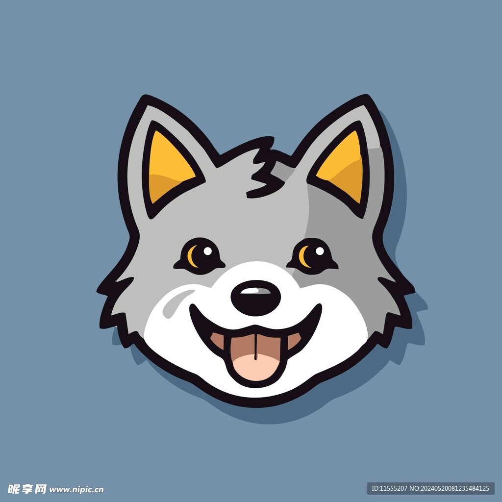 可爱小狼矢量卡通画儿童插画图片