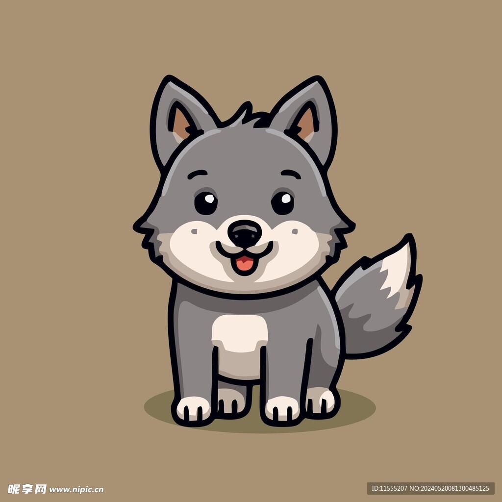 可爱小狼矢量卡通画儿童插画图片