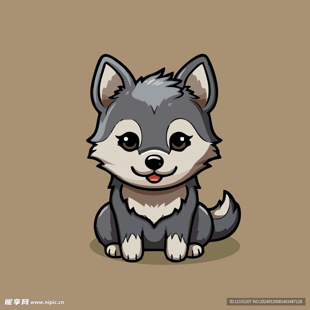 可爱小狼矢量卡通画儿童插画图片