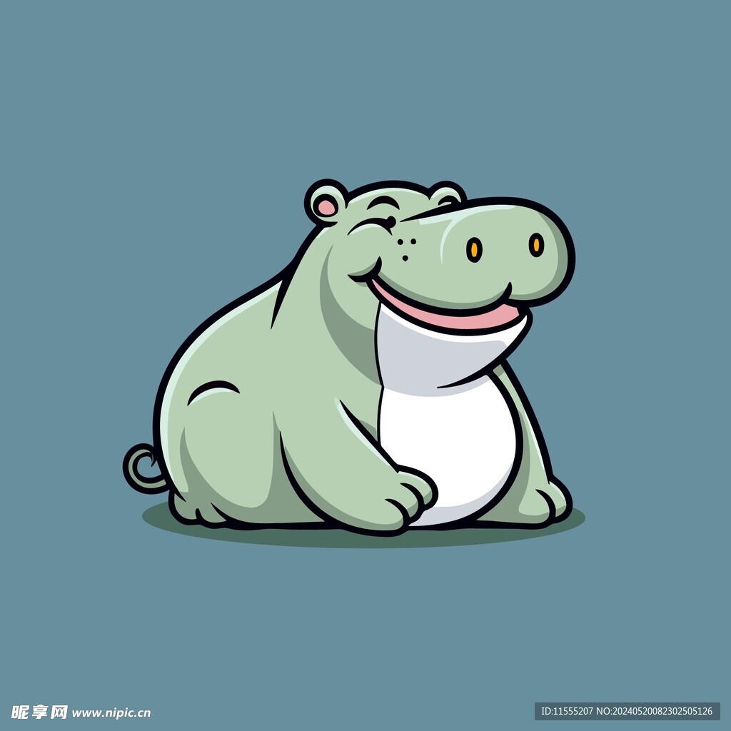 可爱河马矢量卡通画儿童插画图片