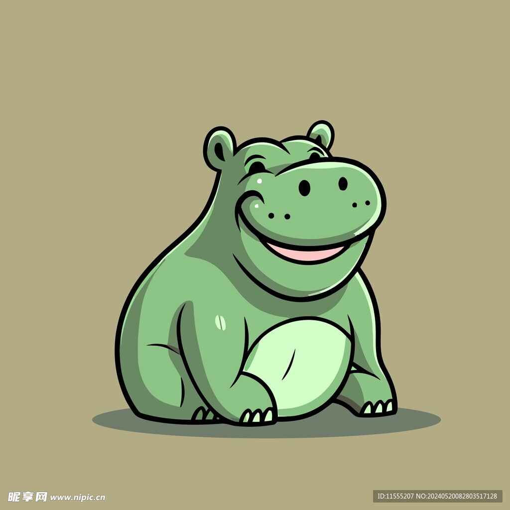 可爱河马矢量卡通画儿童插画