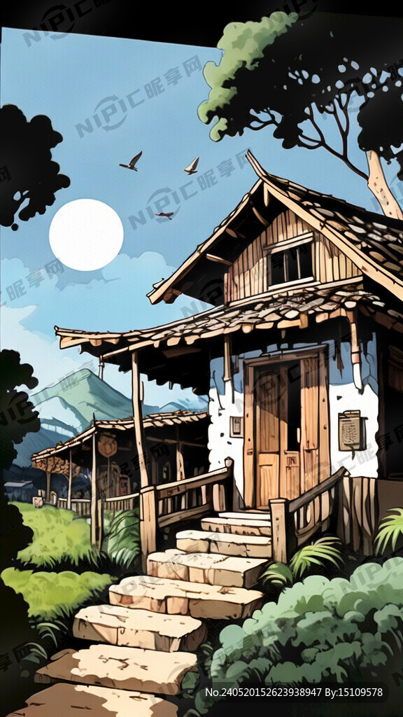 瑶族房屋 简笔画 手绘