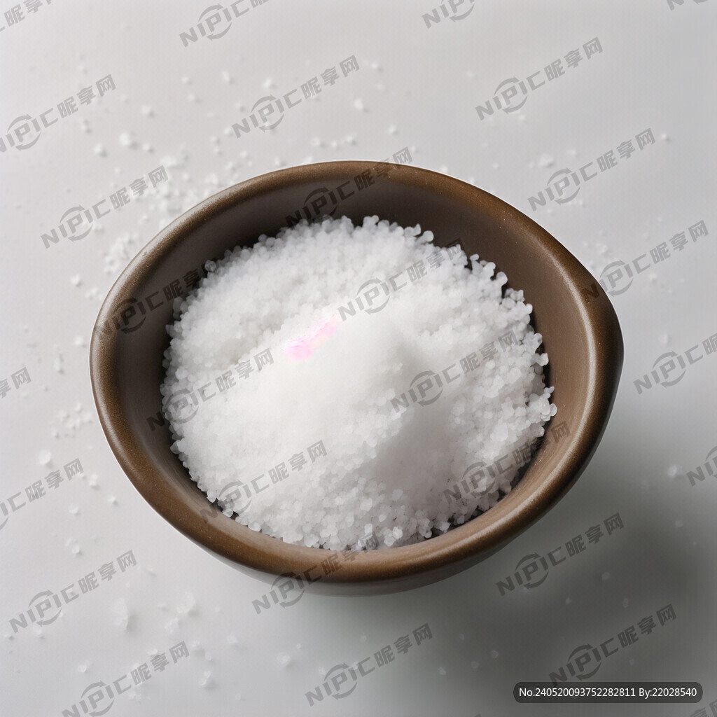 砂锅里有粗盐 白色背景