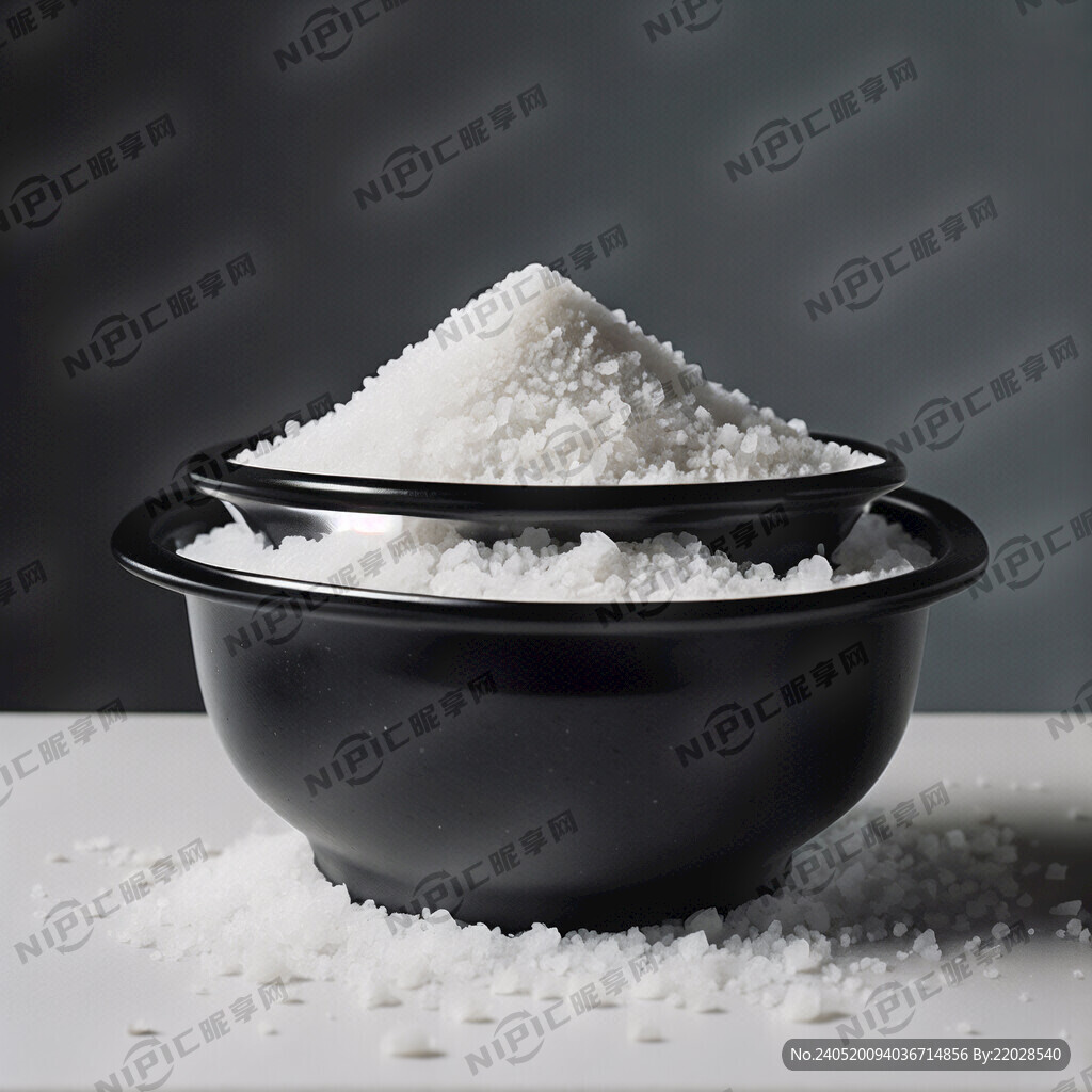 黑色砂锅装有粗盐 高清摄影