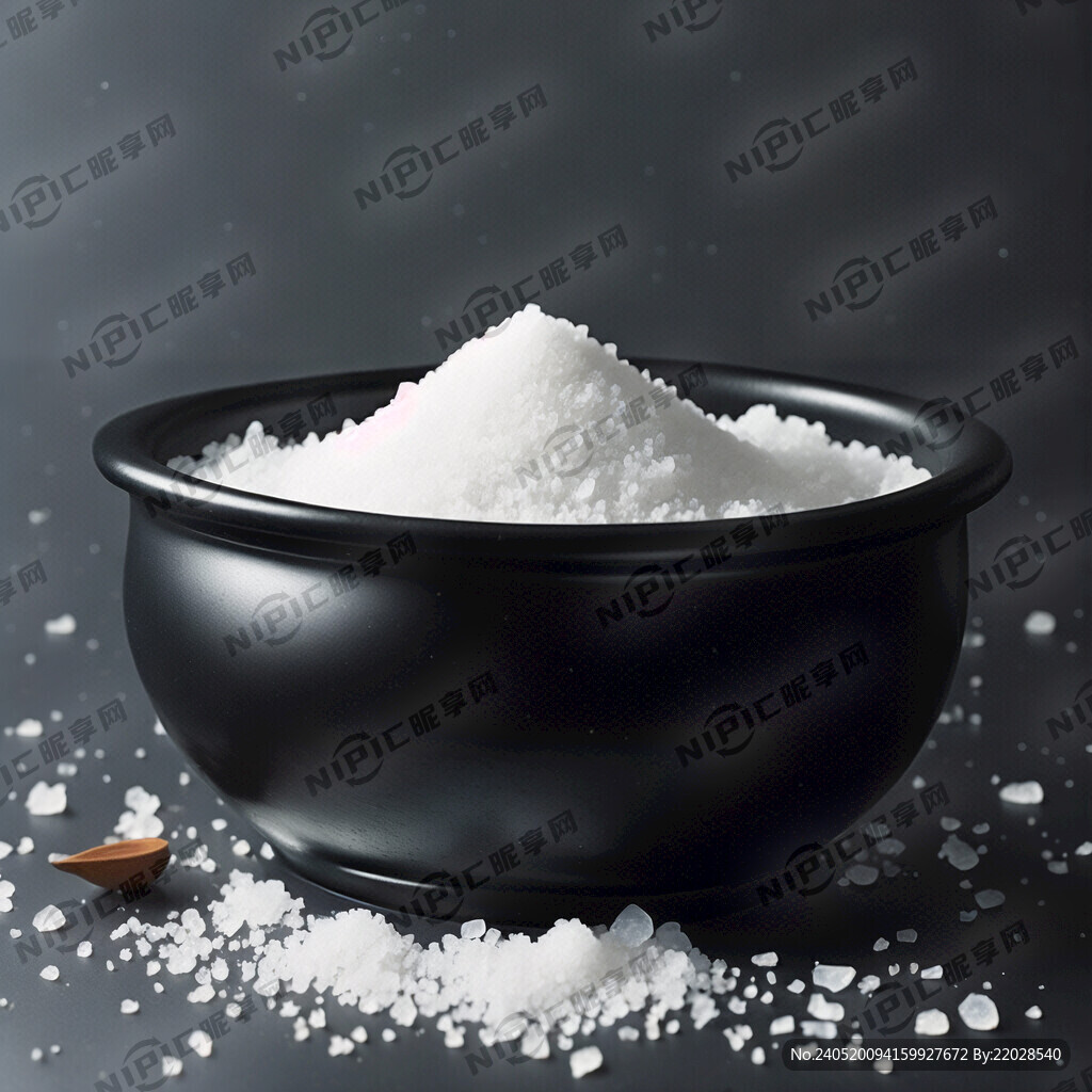 一个黑色砂锅 里面装有粗盐