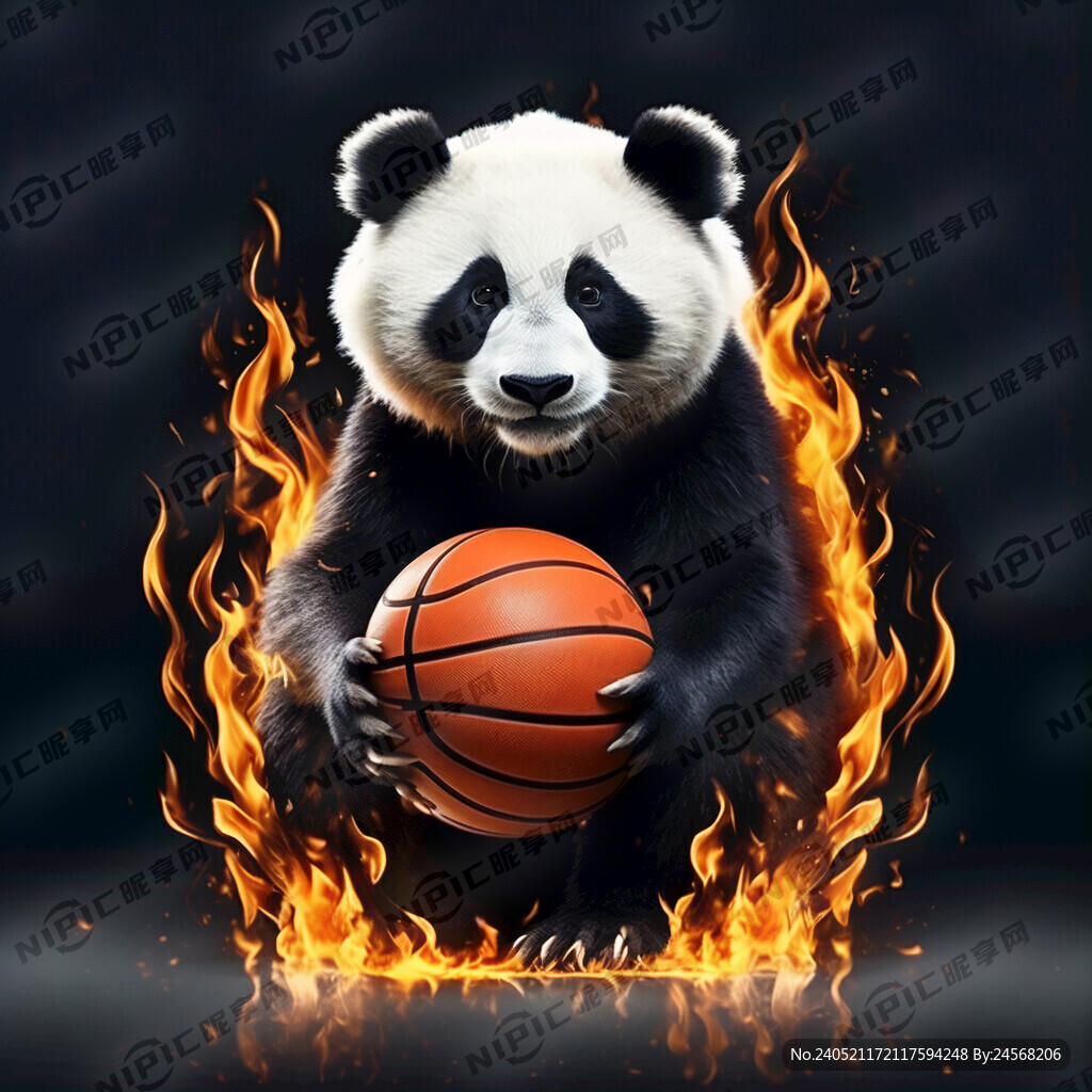 篮球 火焰 熊猫 标志