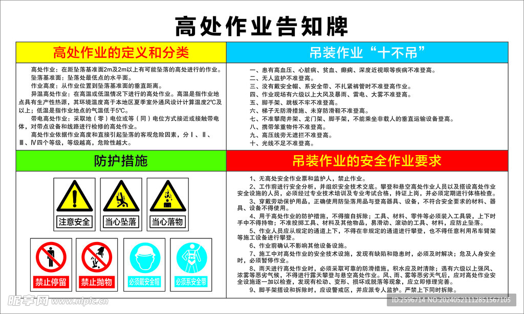 高处作业告知牌