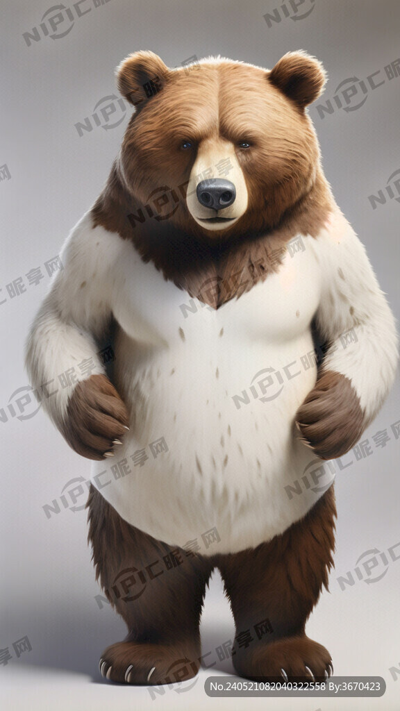 手绘棕熊图片 背景白色