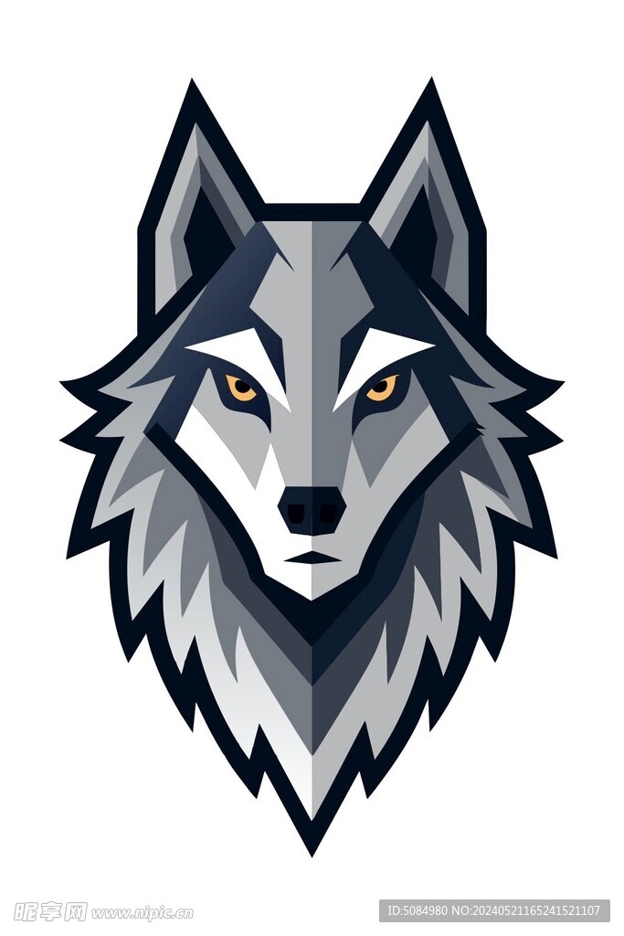 狼矢量插图图标