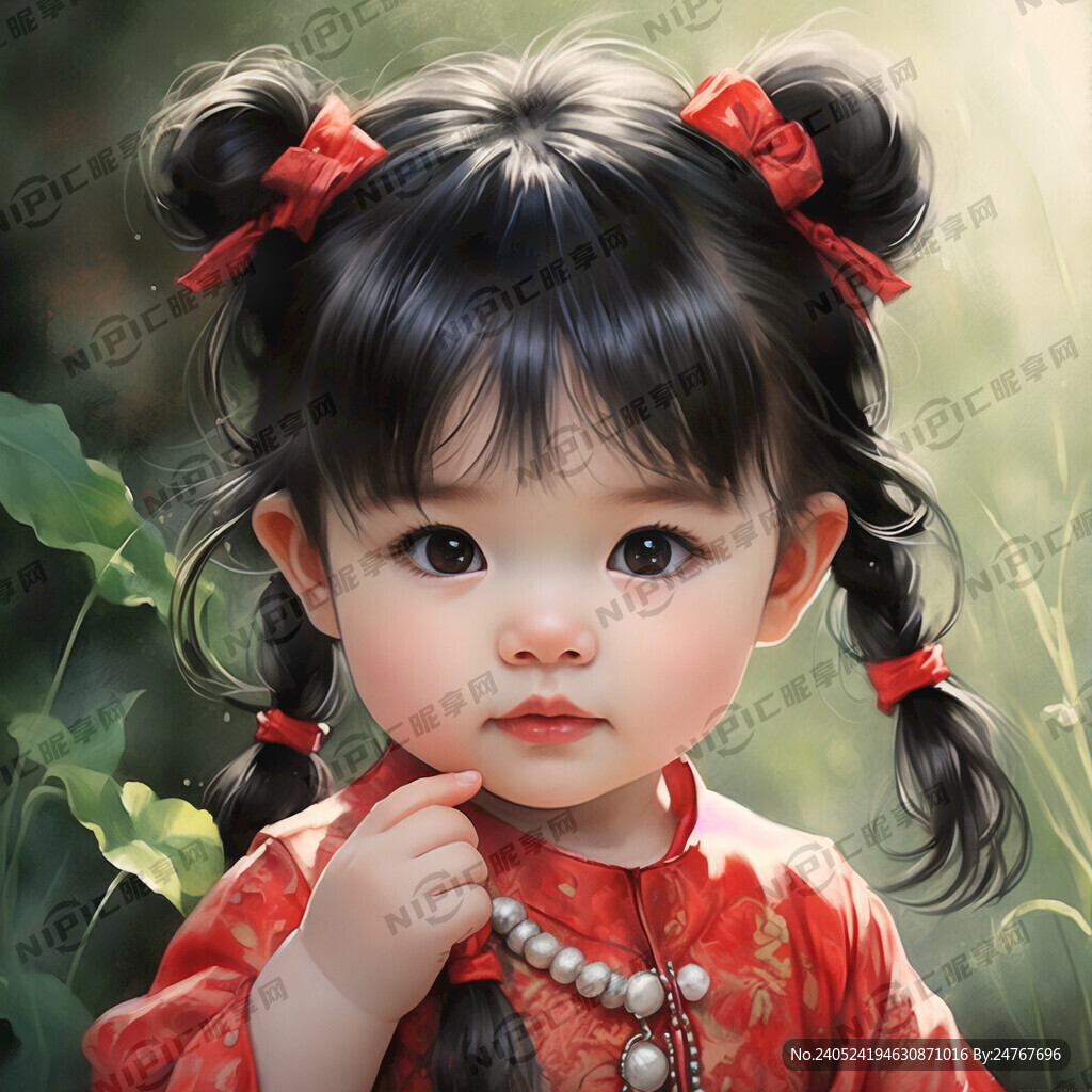 女宝 小揪揪头发 红色铃铛发饰