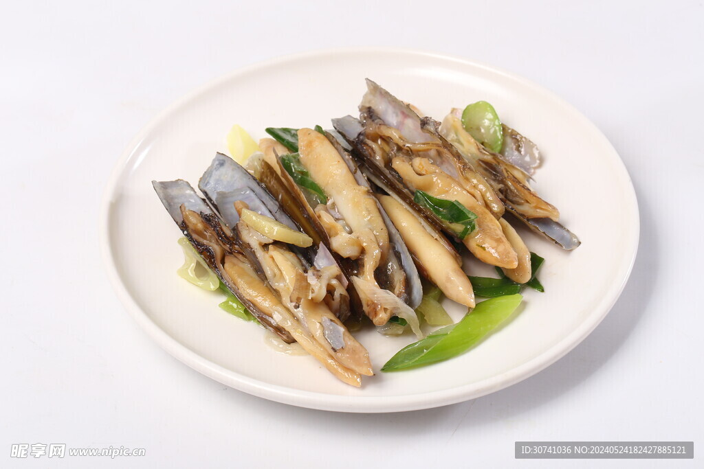 姜葱炒蛏子白底图