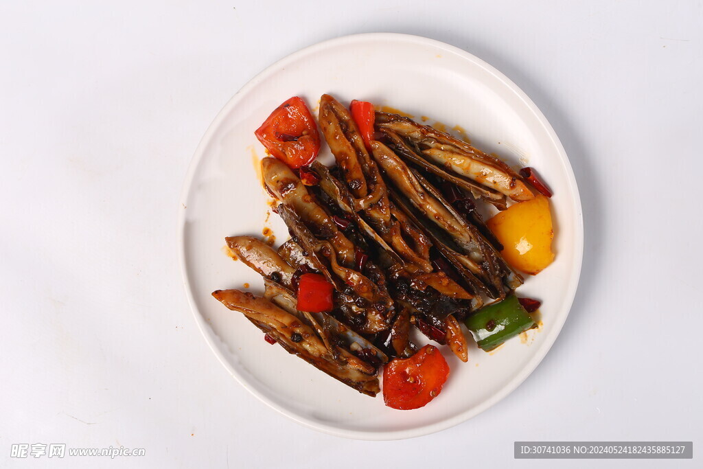 香辣炒蛏子俯拍