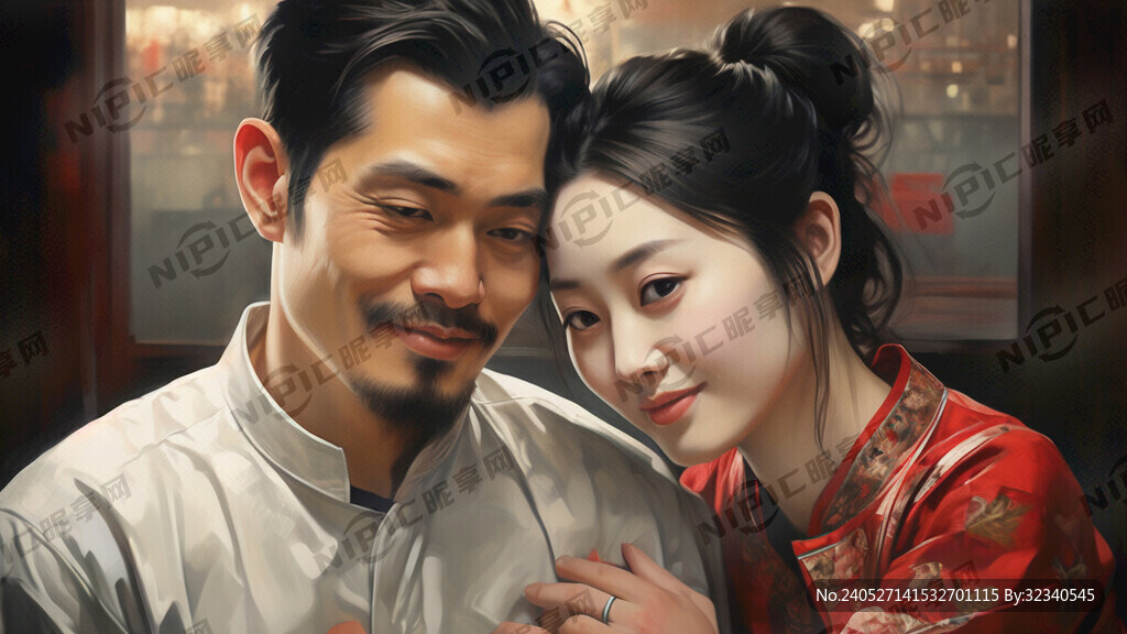 男人抱着女人 其乐融融 插画风