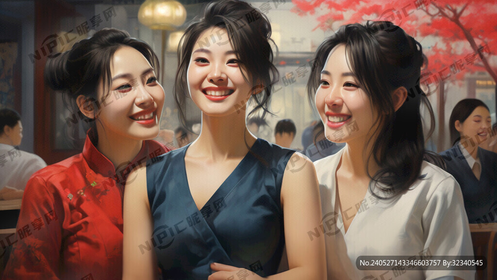 女人 女人开心 插画风