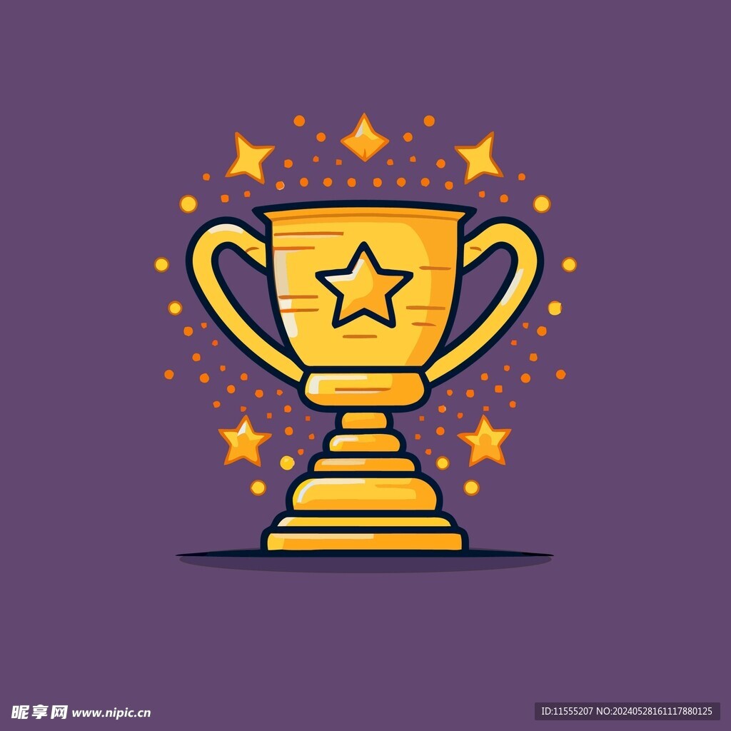 金银铜奖杯卡通绘画儿童插画