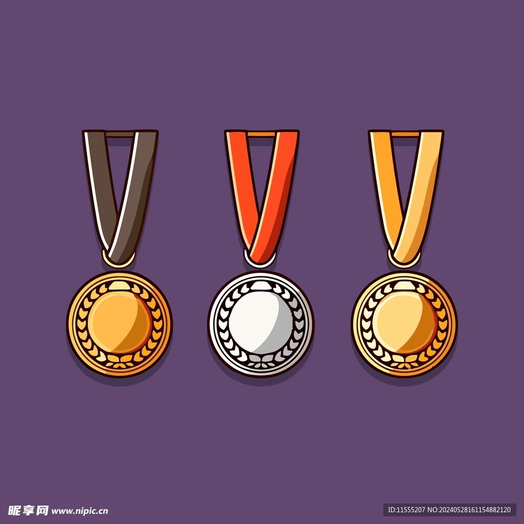 金银铜奖牌卡通绘画儿童插画