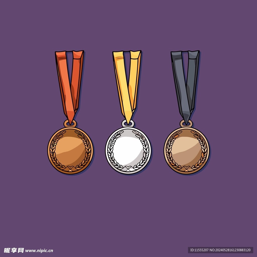 金银铜奖牌卡通绘画儿童插画