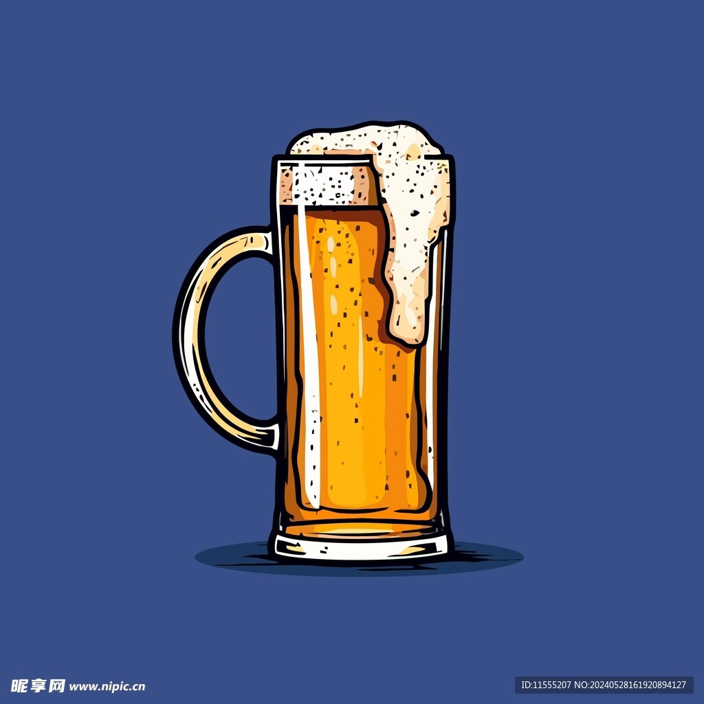 可爱啤酒卡通绘画儿童插画