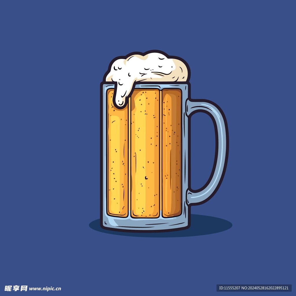 可爱啤酒卡通绘画儿童插画