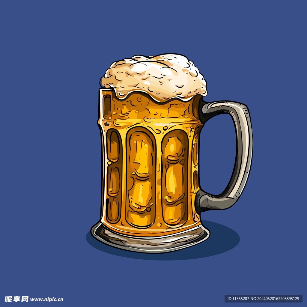 可爱啤酒卡通绘画儿童插画
