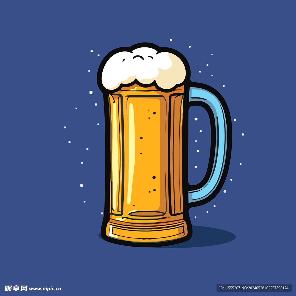 可爱啤酒卡通绘画儿童插画