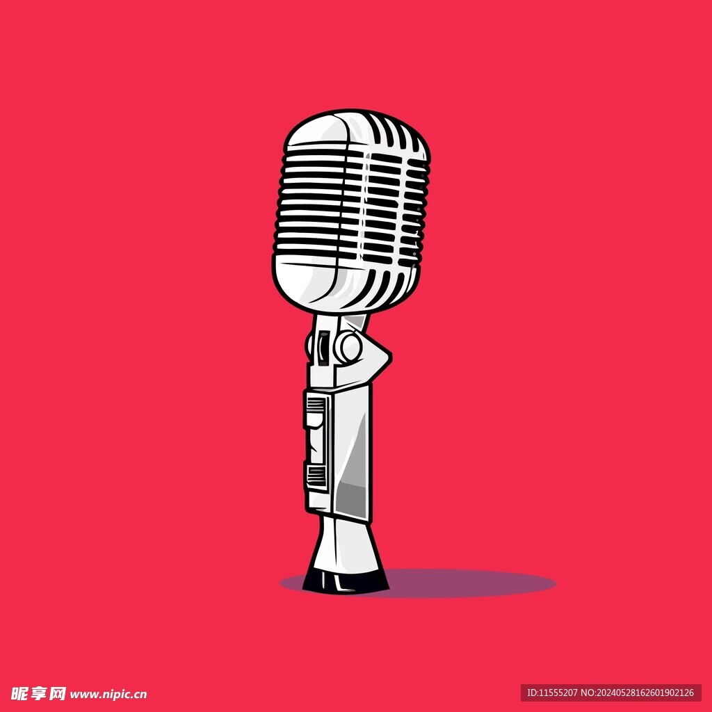 可爱麦克风卡通绘画儿童插画
