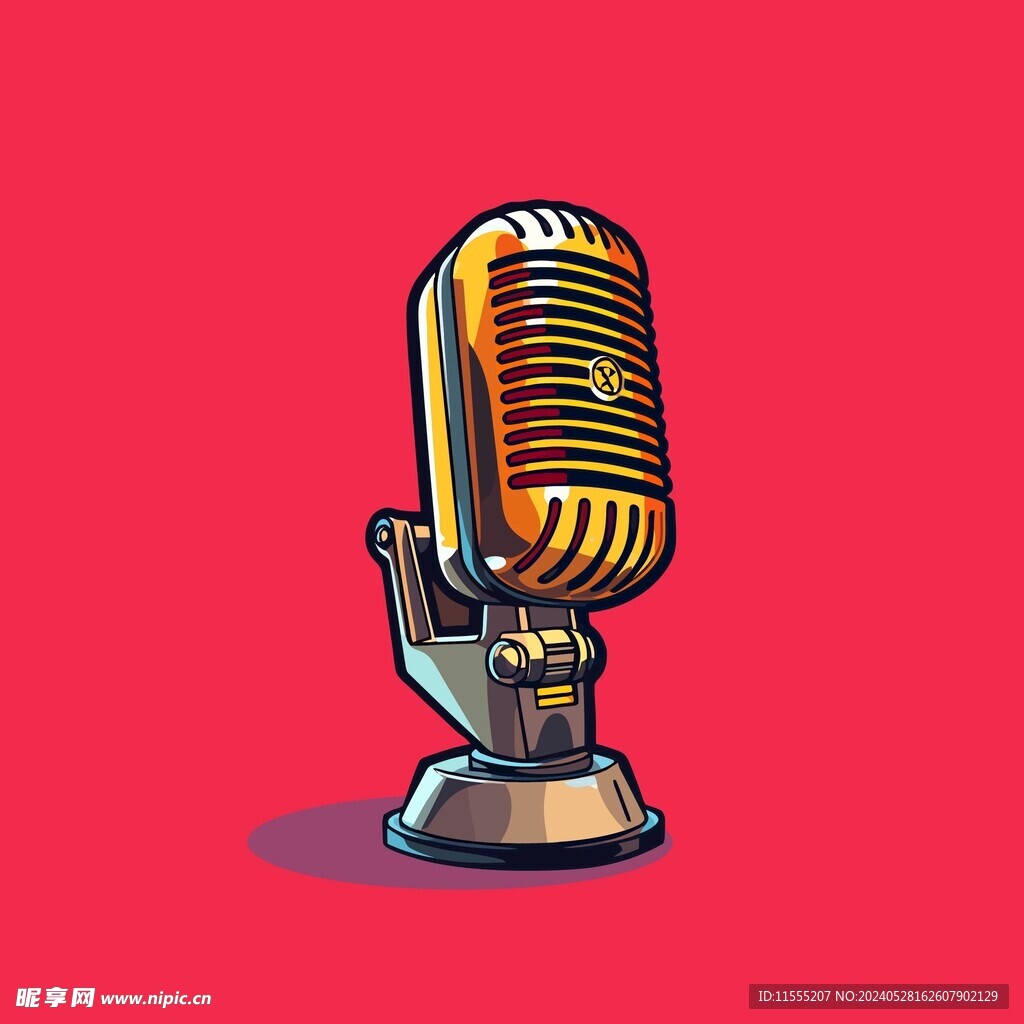 可爱麦克风卡通绘画儿童插画