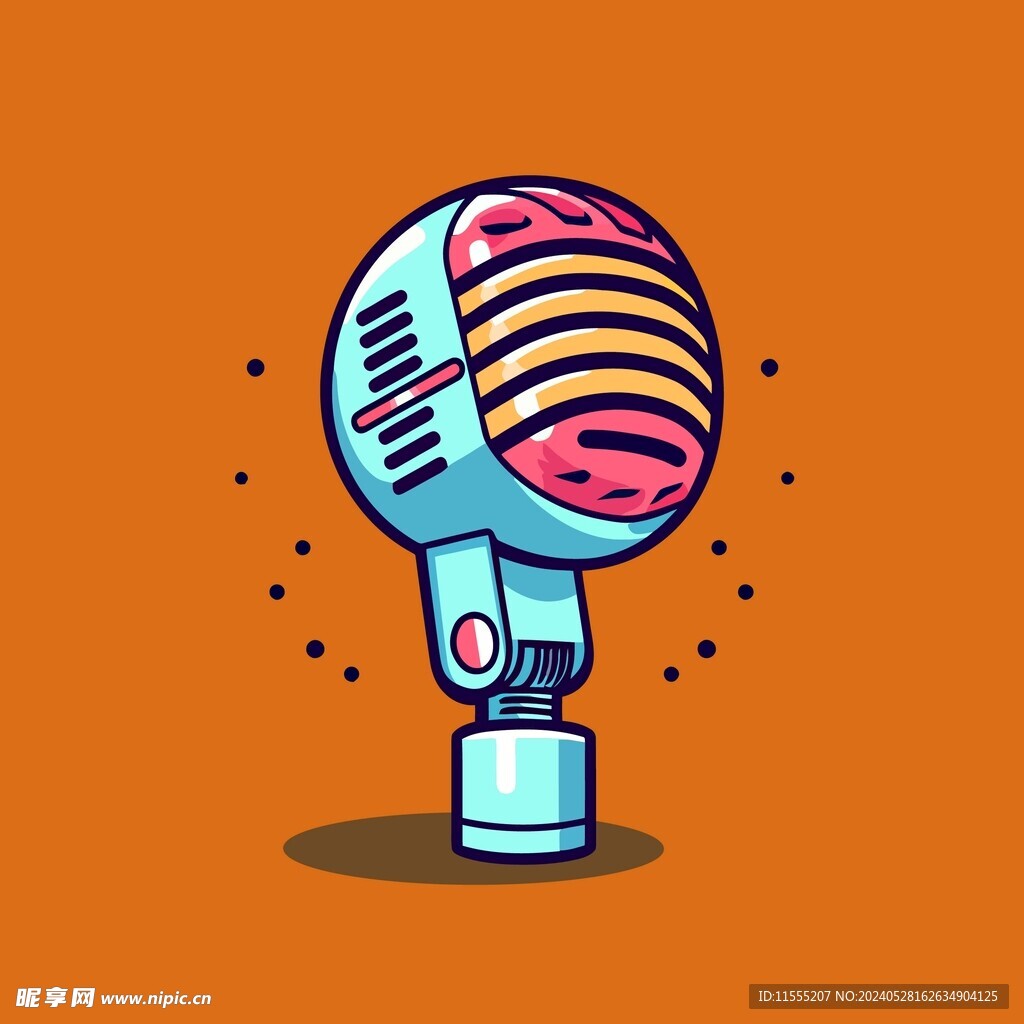 可爱麦克风卡通绘画儿童插画