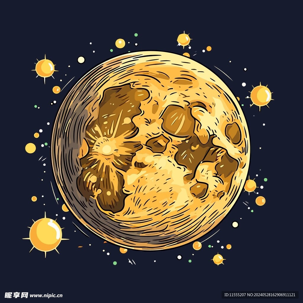 可爱月亮卡通绘画儿童插画